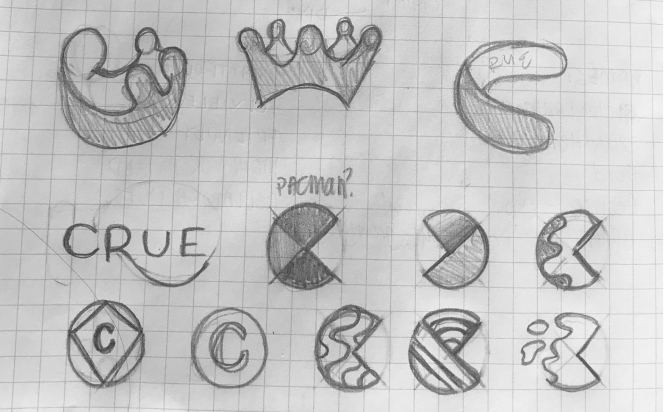 Logo pencil sketches for Crue